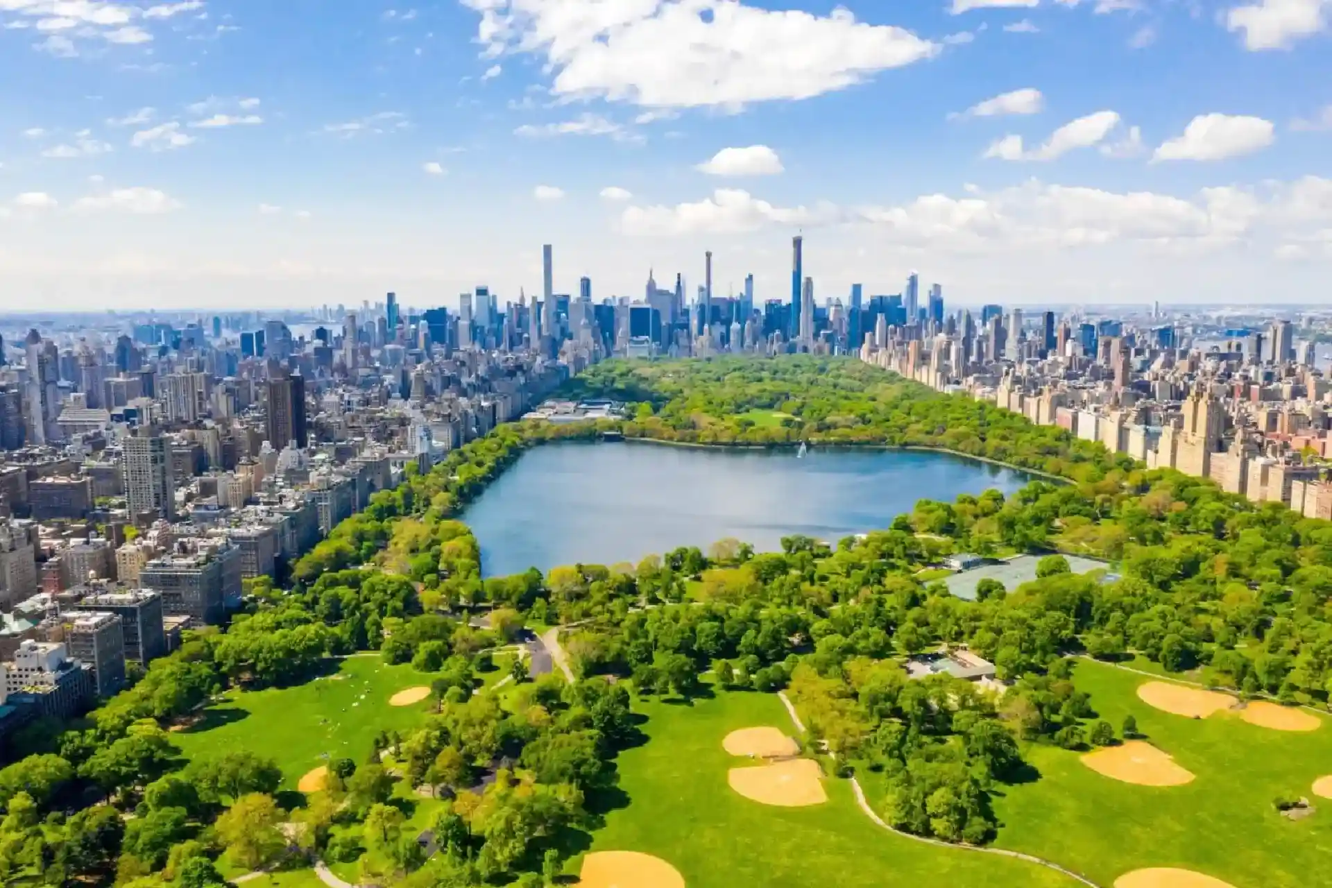 Aerial view of New York City and Central Park for American Car Service NJ transportation.